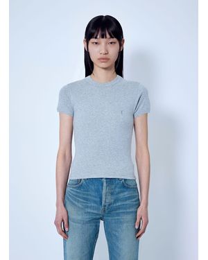 Saint Laurent Cassandre Fitted T-Shirt - Blue