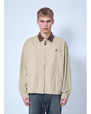 Prada Zip-Up Jacket With Contrast Collar - Natural