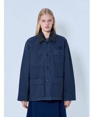 Miu Miu Single-Breasted Garment-Dyed Gabardine Jacket - Blue