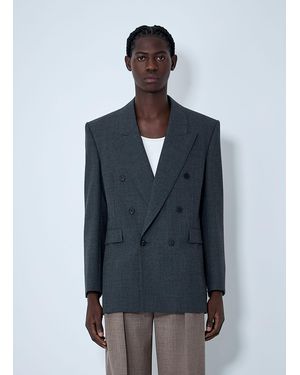 Saint Laurent Double-Breasted Wool Blazer - Grey