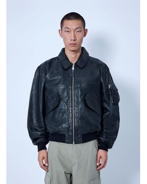 Alpha Industries Cwu-36/P Leather Uv Loose Bomber Jacket - Blue