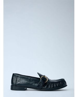 Miu Miu Leather Loafers With Buckle Detail - Blue