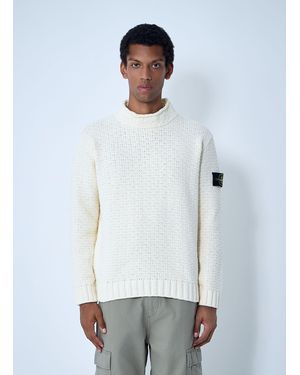 Stone Island Chenille Cotton Jumper - White
