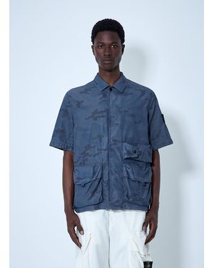 Stone Island Short-Sleeve Overshirt With Flap Pockets - Blue