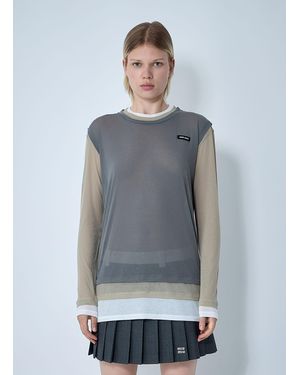 Miu Miu Set Of Three Logo Motif T-Shirts - Grey