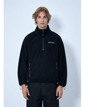 Miu Miu Half-Zip Fleece Sweatshirt - Blue