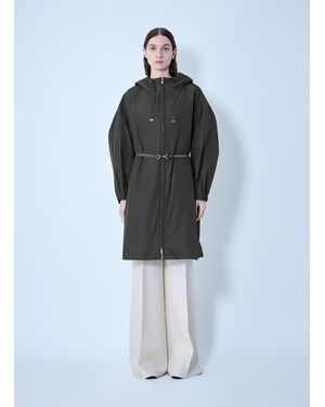 Max Mara Belted Hooded Coat - Blue