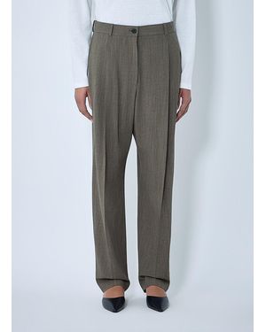 The Row Gianni Wool Straight Pants - Gray