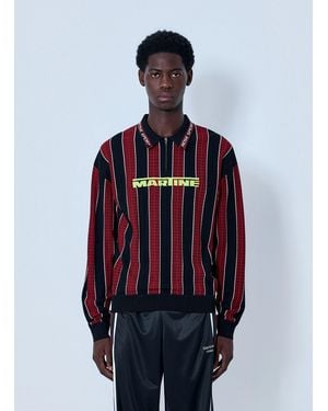 Martine Rose Striped Polo Sweatshirt - Red