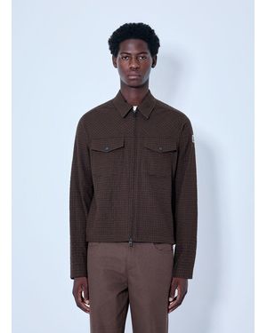 Moncler Checked Zip-Up Jacket - Brown
