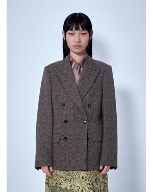 Dries Van Noten Double-Breasted Patterned Blazer - Grey