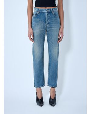 Saint Laurent 90S High-Rise Cropped Slim Jeans - Blue