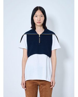 Moncler Zip-Front Knit Vest - Blue