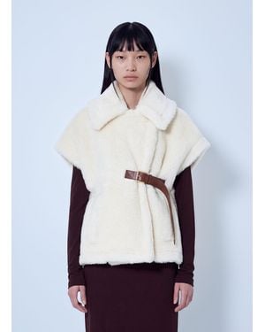 Max Mara Shearling Belted Gilet - Blue