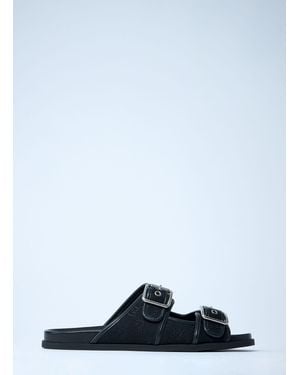 Gucci Gg Slide Sandals With Buckles - Black