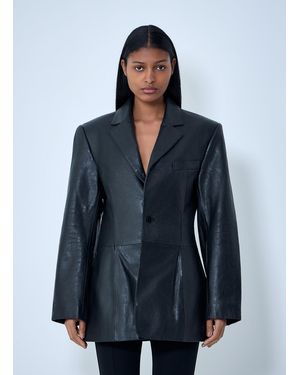Alexander Wang Leather Single-Breasted Blazer - Blue