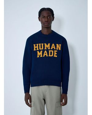 Human Made Logo Motif Cotton Sweater - Blue