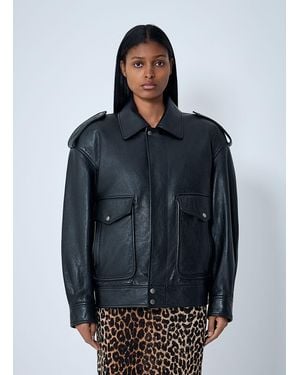 Saint Laurent Grained Leather Jacket - Blue