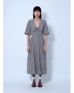 Ganni Check Cotton Cut Out Midi Dress - Blue