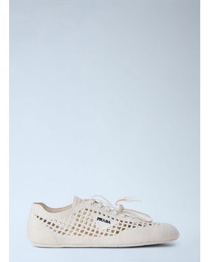 Prada Collapse Crochet Trainers - White