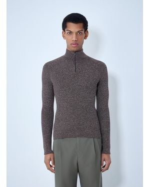 Prada High Neck Zip Jumper - Grey