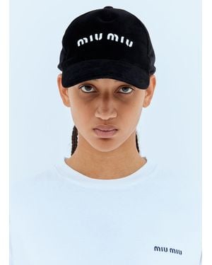 Miu Miu Velvet Baseball Cap - Blue