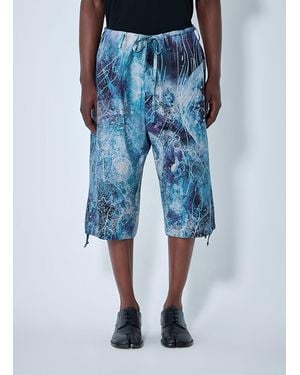Yohji Yamamoto Drawstring Cropped Shorts - Blue