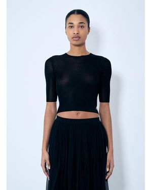 Saint Laurent Cropped Top With Cassandre - Black
