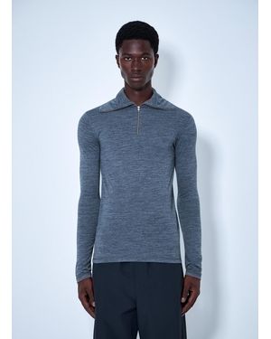 Jil Sander Half-Zip Long Sleeve Top - Blue