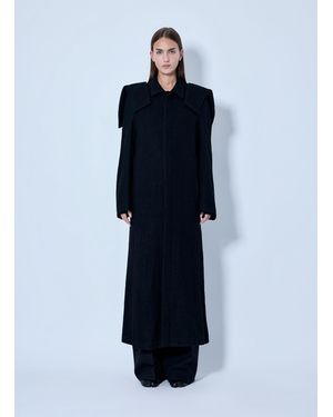 Yohji Yamamoto Shrink Serge Panelled Shoulder Long Coat - Blue