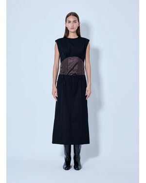 Marni Sleeveless Dress With Contrast Waist Panel - Blue