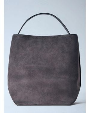 TOTEME Belted Suede Tote Bag - Gray