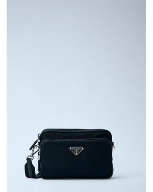 Prada Re-Nylon And Saffiano Leather Crossbody Bag - Blue