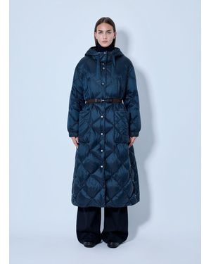 Max Mara Quilted Hooded Puffer Coat - Blue