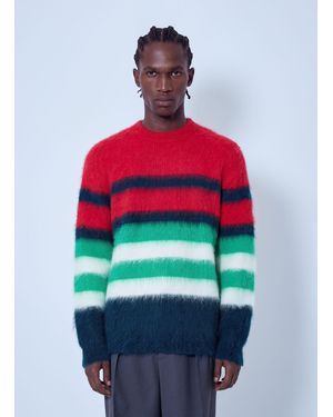 Lacoste Runway Striped Brushed Alpaca Blend Piqué Jumper - Red