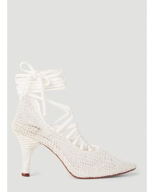 Isa Boulder Crochet Heels - White