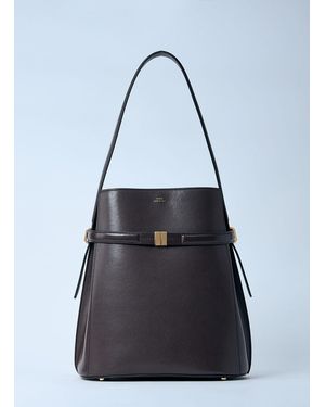 TOTEME Belted Leather Bucket Bag - Blue