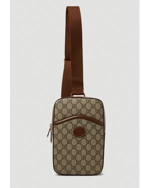 Gucci GG Supreme Sling Crossbody Bag - Brown