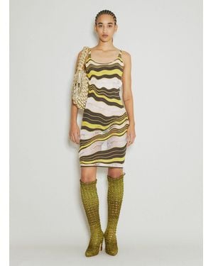 Isa Boulder Wave Knit Midi Dress - Metallic