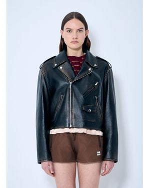 Miu Miu Leather Biker Jacket - Blue
