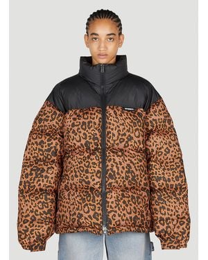 Vetements Leopard Print Puffer Jacket - Brown