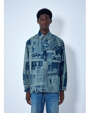 Jean Paul Gaultier Printed Cotton Poplin Shirt - Blue