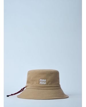 Miu Miu Logo Motif Bucket Hat - Blue