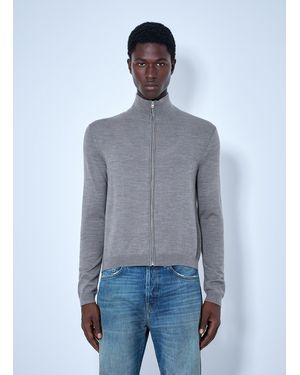 Acne Studios Zip-Up Bow Logo Cardigan - Blue