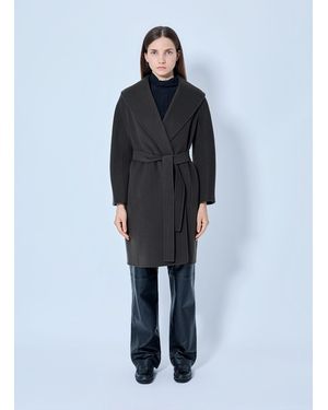 Max Mara Shawl Collar Belted Coat - Blue