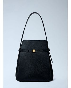 TOTEME Belted Pony Hair Bucket Bag - Blue