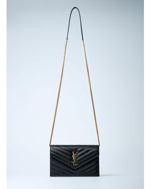 Saint Laurent Cassandre Envelope Chain Wallet Shoulder Bag - Blue