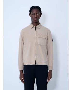 Stone Island Logo Patch Overshirt - Natural