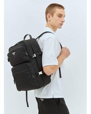 Prada Re-Nylon And Saffiano Leather Backpack - Grey