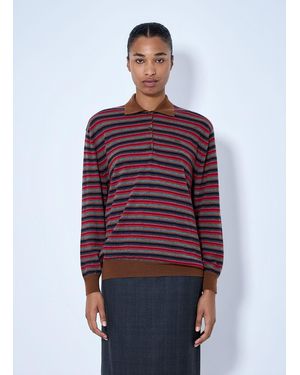 Prada Striped Polo Sweater - Red